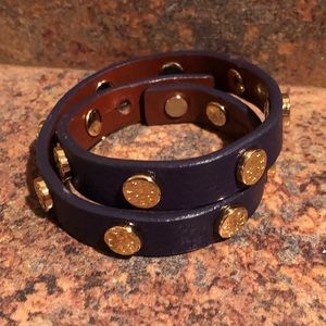 Tory Burch purple leather wrap bracelet